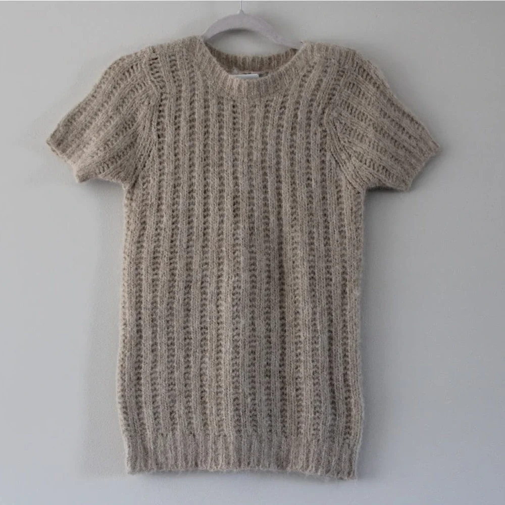 NWT Bonpoint Girls‎ Short Sleeve Tunic Pullover Sweater Alpaca Wool Cream 12